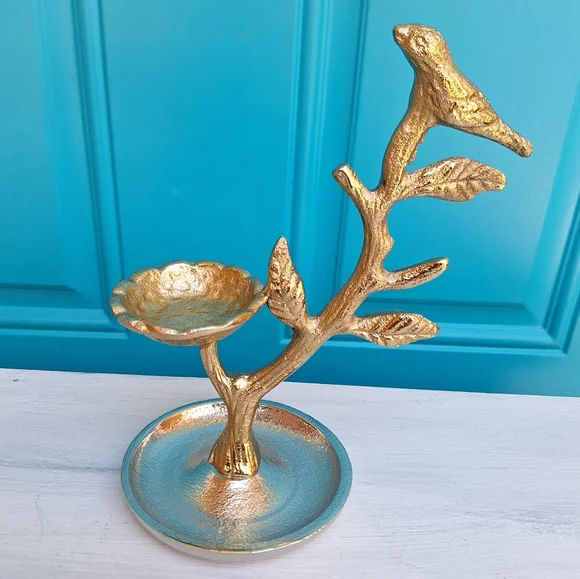 Metal Jewelry Display Stand Holder Bird on a Branch Birds Nest Gold Silver NEW - Picture 13 of 13